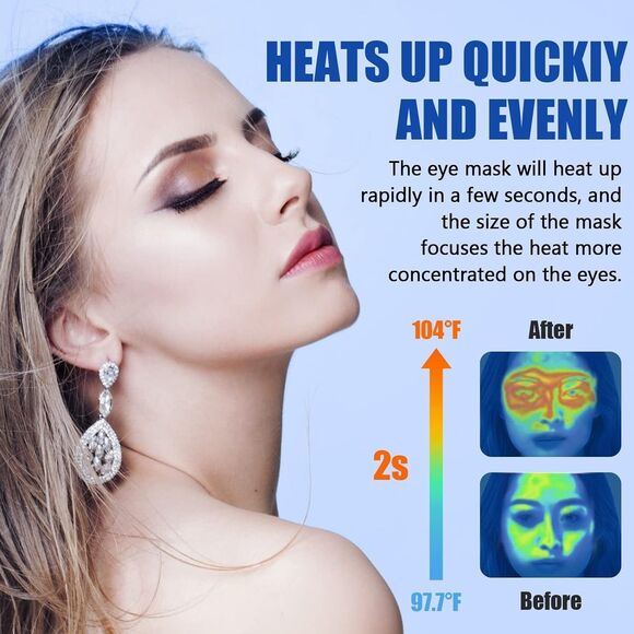 Heated Eye Mask Dry Heat Compress w Flaxseed Warm Temperature Timer Control - Picture 3 of 12